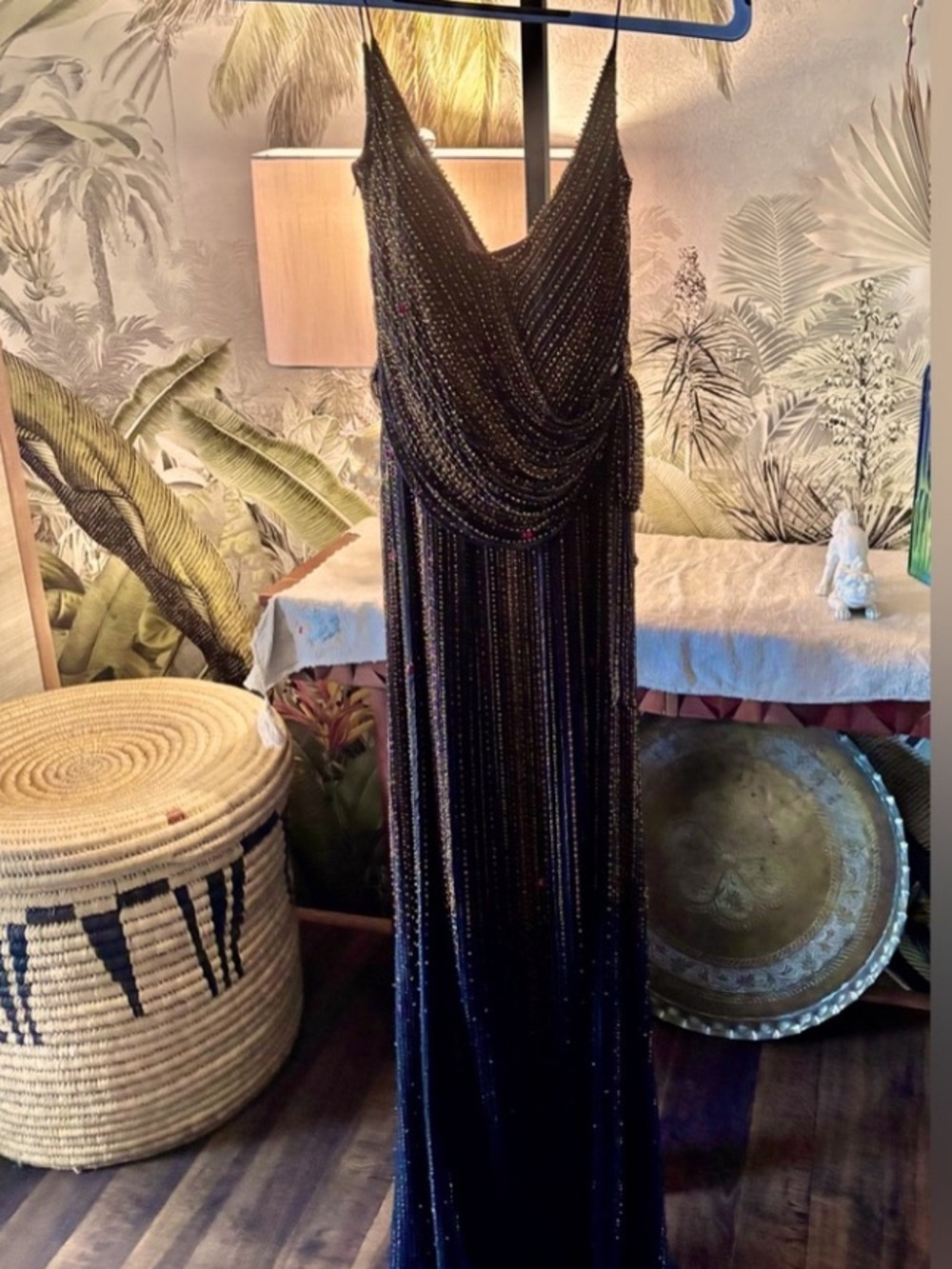 Badgley Mischka Silk Beaded Gown
